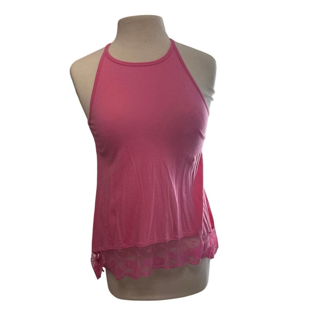 Vintage Y2K Abercrombie Kids Pink Lace Hem Tank Top XL (16)